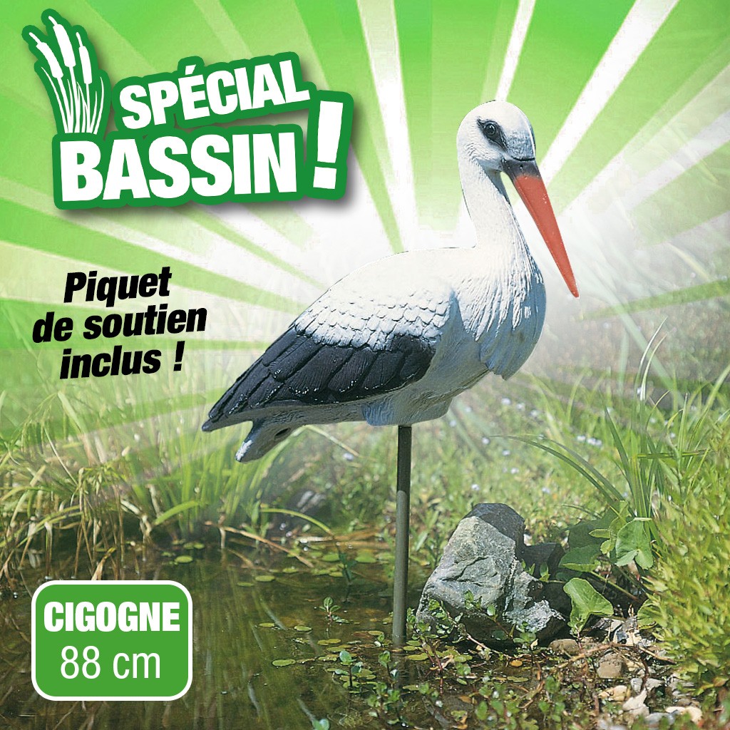 Cigogne - piquet de soutien inclus - H88 cm