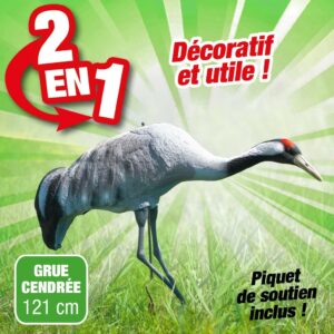Grue cendrée - effaroucheur pour héron avec piquet de soutien