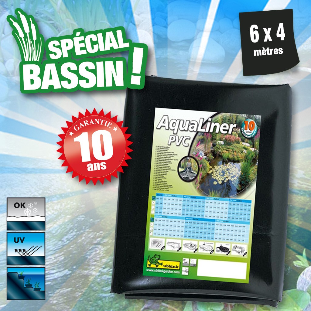 AQUALINER - bâche pour bassin - PVC, préemballé, 6 x 4 m