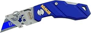 Couteau /cutter Pliant Plastique avec Lame bi-métal, Bleu/Argent - IRWIN - 10507695