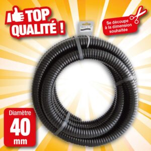 Tuyau de raccord cannelé renforcé noir - Ø40 mm (1½") x 5 m