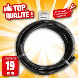 Tuyau de raccord cannelé renforcé noir - Ø19 mm (¾") x 5 m