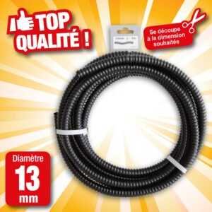 Tuyau de raccord cannelé renforcé noir - Ø13 mm (½") x 5 m