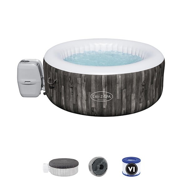 Spa gonflable rond à imprimés bois - 2-4 place - 180x66cm