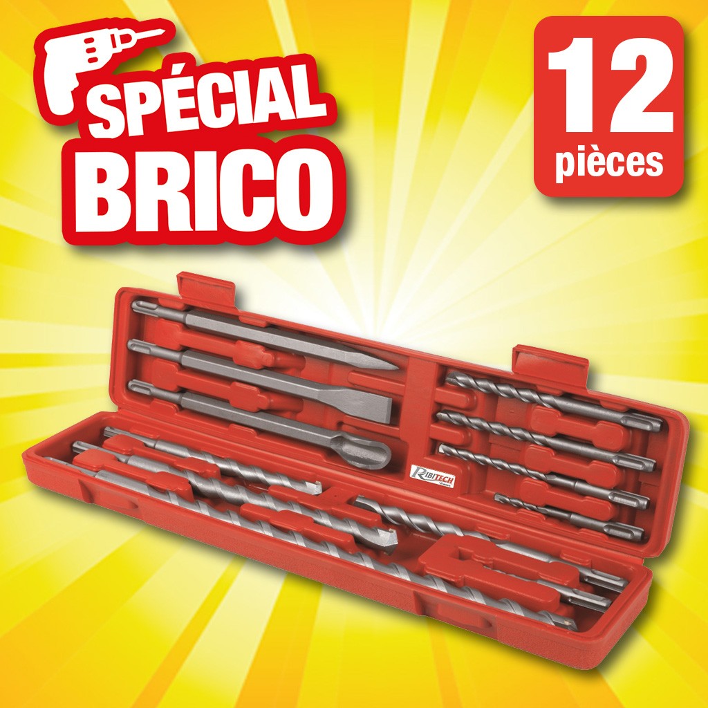 coffret 12 pieces "sds" burins pointerolles, forets