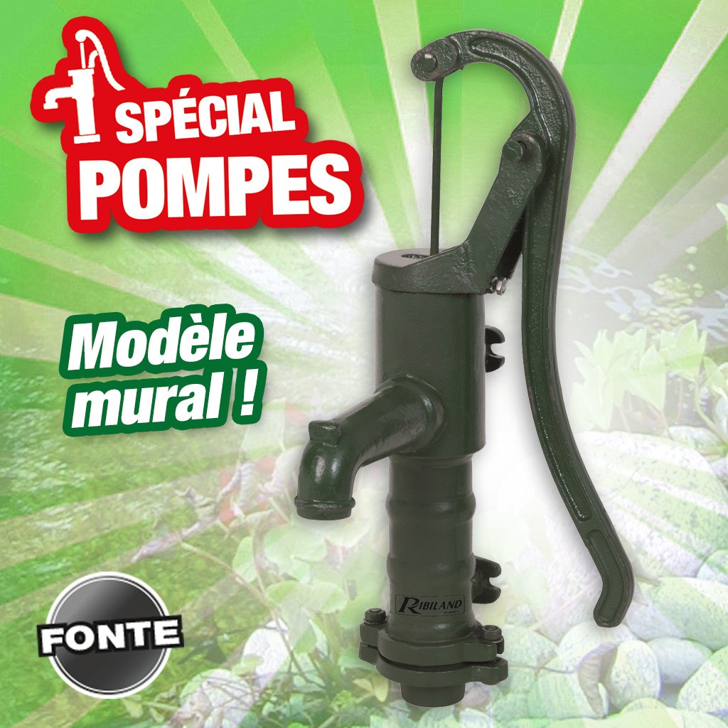 pompe a bras en fonte murale