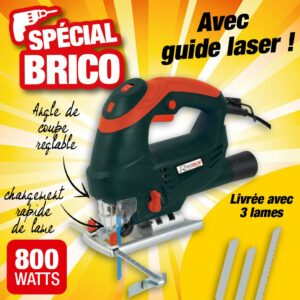 scie sauteuse 800w guide laser 3 lames en coffret