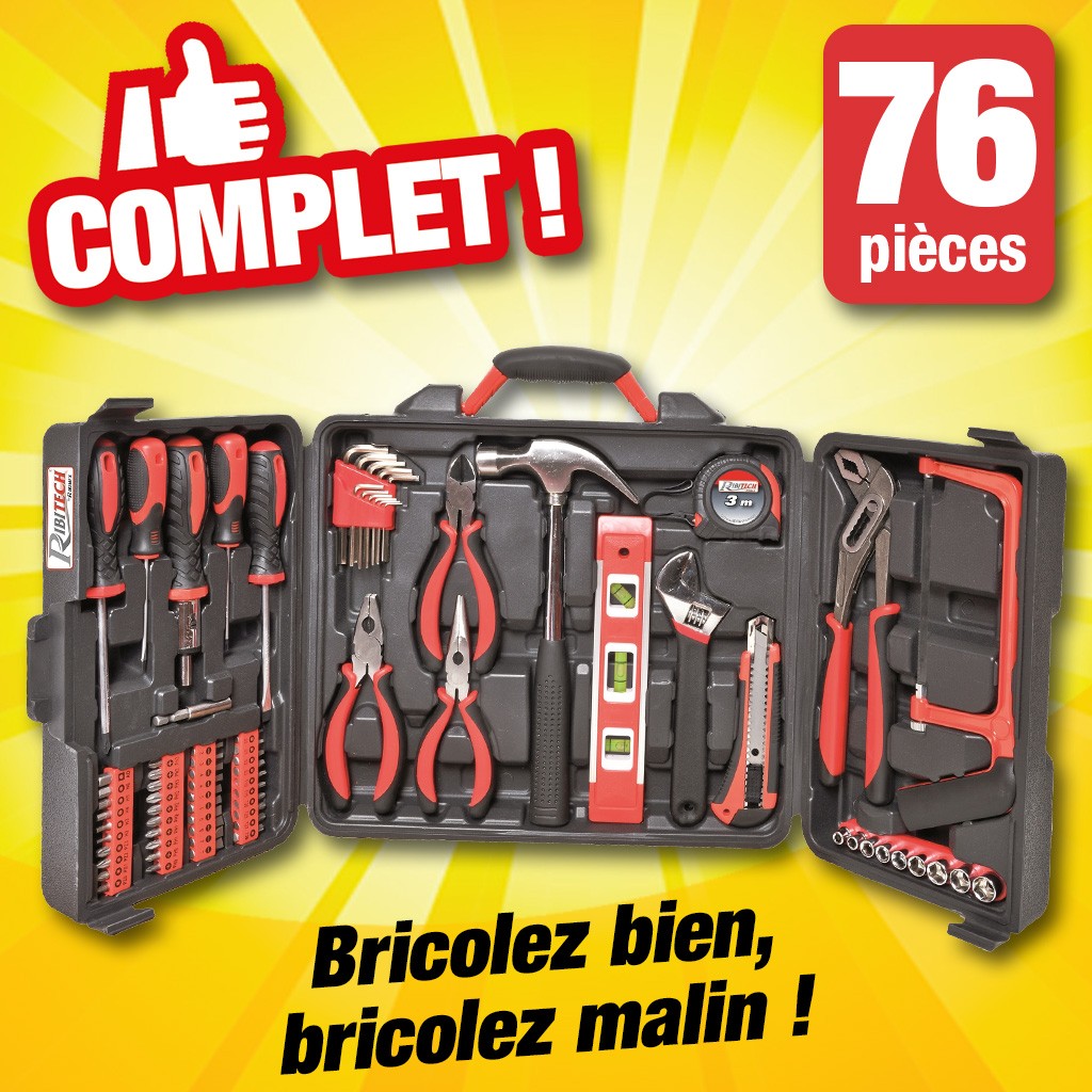 coffret outillage 76 pieces en valisette