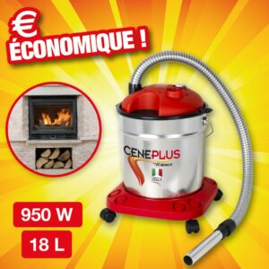 aspirateur cendres "ceneplus" electrique 18l 950w + roues