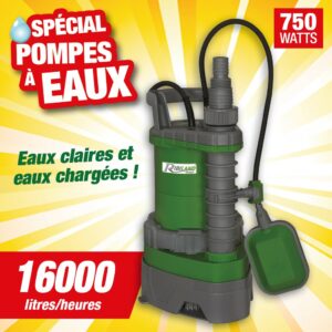 pompe vide-cave 750w 3 en1 eaux claires chargees serpille