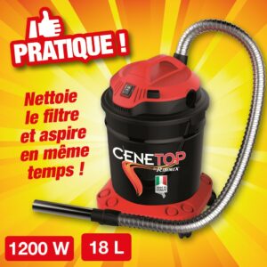 aspirateur a cendres "cenetop" 18l systeme auto-decolmatant