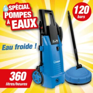 Nettoyeur haute pression 120 bar 360 litres/heure pour voiture, vélo, terrasse, jardin