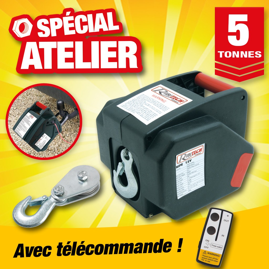 treuil 12v avant/arriere :300w + telecommande radio