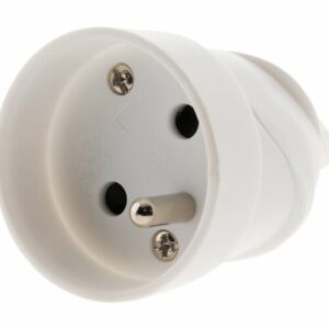 Fiche électrique femelle 2 pôles + terre 16A. couleur blanc
