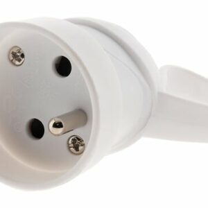 Fiche électrique femelle à anneau 2 pôles + terre 16A, Blanc