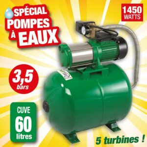 pompe surpresseur 60l + pompe multi-cellulaire 5 turbines