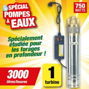 pompe grde profondeur 60m 750w 1 turbine laiton
