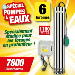 Pompe de puits 1100w + flotteur 65m de refoulement