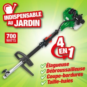 outil multifonctions à moteur thermique : taille haies + tronçonneuse + débroussailleuse + coupe bordure