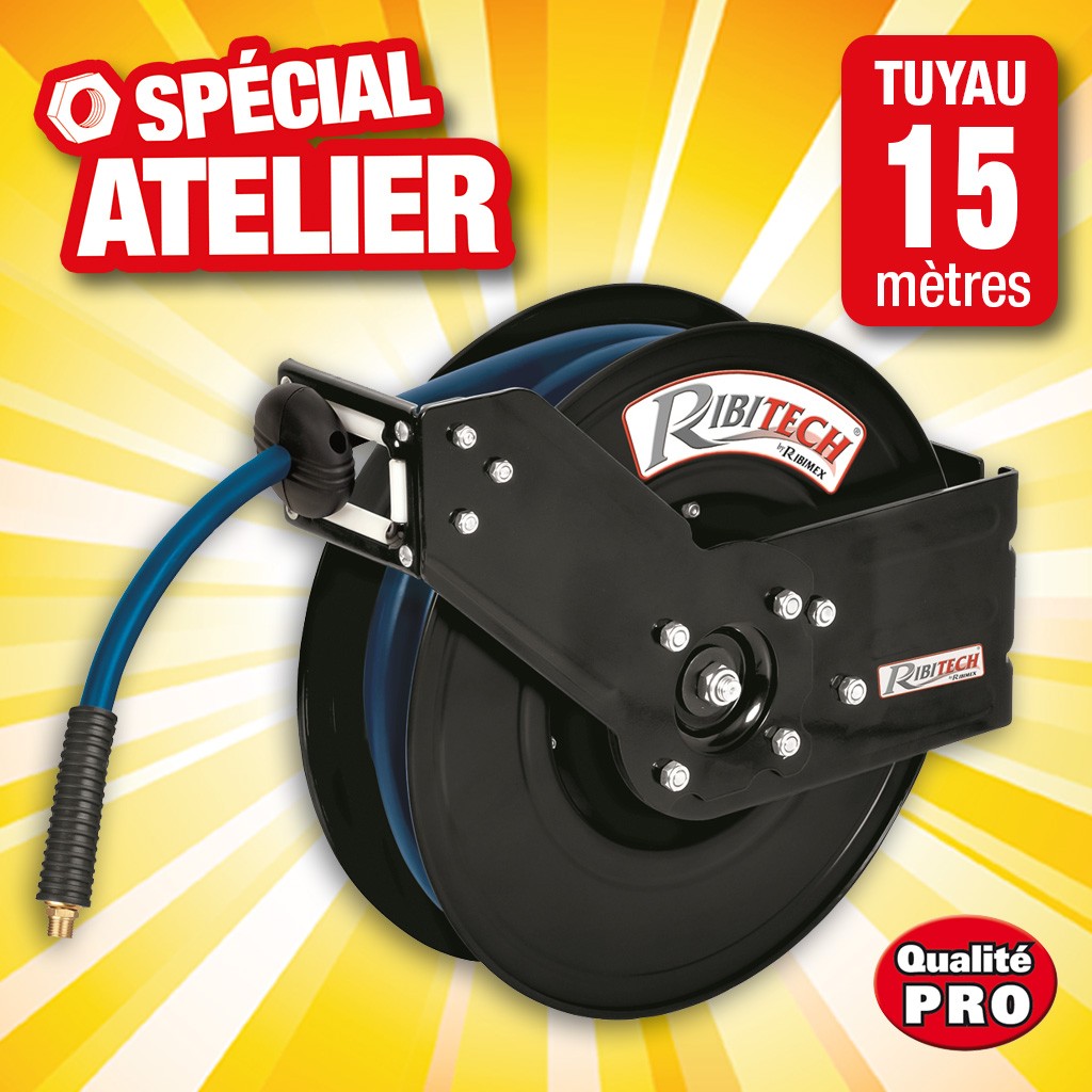 devidoir auto. tuyau d'air 15m "pro" diam. 9,3x15,3mm