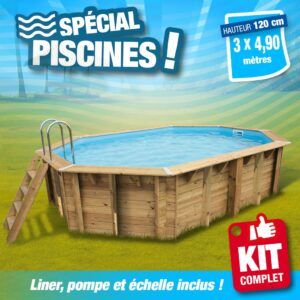 Piscine hors sol Sunwater 300x490  - H120cm - Liner Bleu 75/100ème