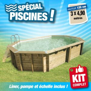 Piscine hors sol Sunwater 300x490  - H120cm - Liner Beige 75/100ème