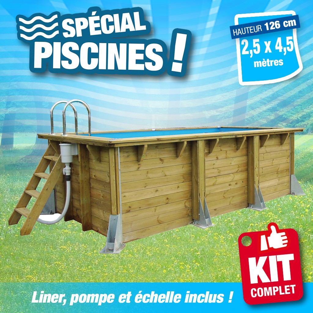 Piscine hors sol Azura 250x450 - H126cm - Liner Bleu 75/100ème