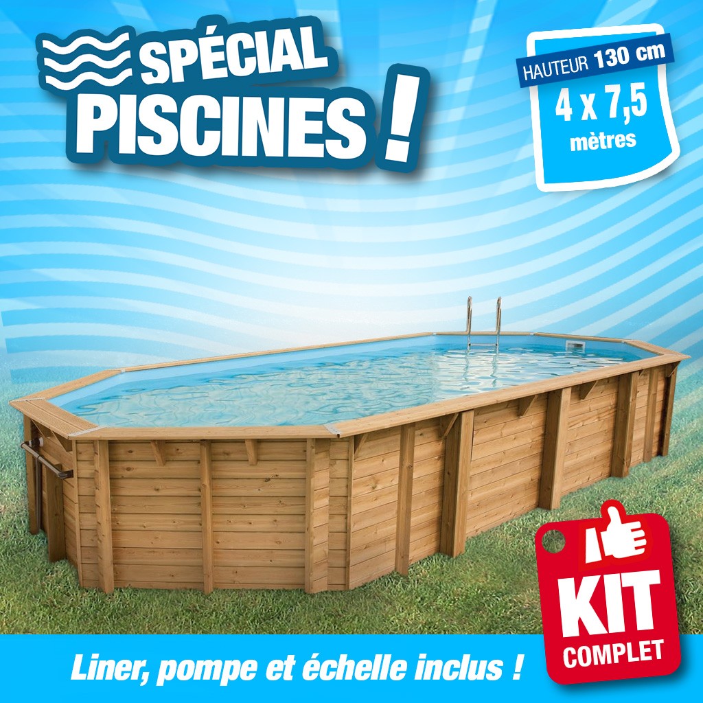 Piscine hors sol Azura 400x750 - H130cm - Liner Bleu 75/100ème