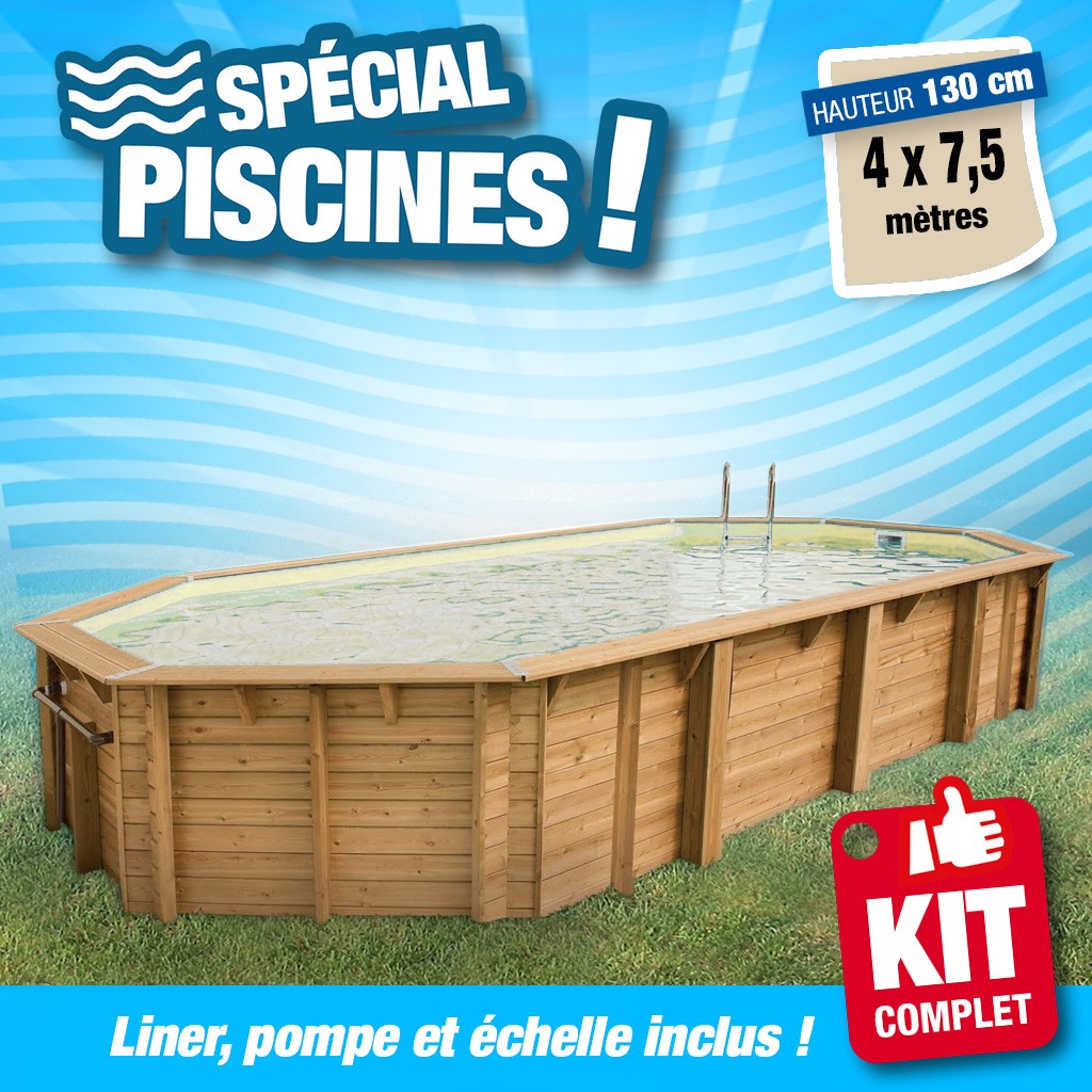Piscine hors sol Azura 400x750 - H130cm - Liner Beige 75/100ème