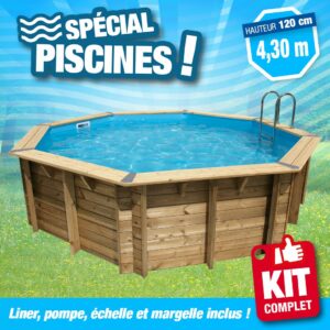 Piscine hors sol  Diamètre 4,30M - Hauteur 1,20M - Liner Bleu