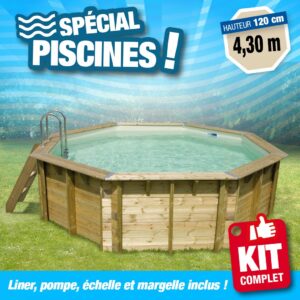 Piscine hors sol Diamètre 4,30M - Hauteur 1,20 M - Liner beige