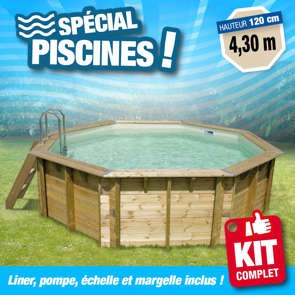 Piscine hors sol Diamètre 4,30M - Hauteur 1,20 M - Liner beige