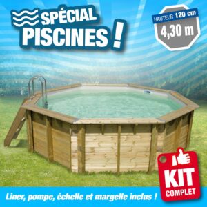 Piscine hors sol  Diamètre 4,30 M - Hauteur 1,20 M - Liner Gris