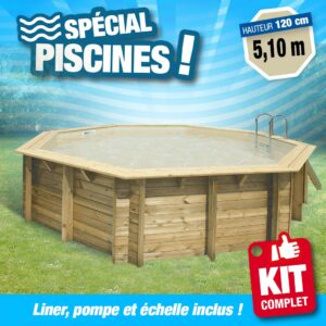 Piscine hors sol Diamètre 5,10 M - Hauteur 1,20 M - Liner beige