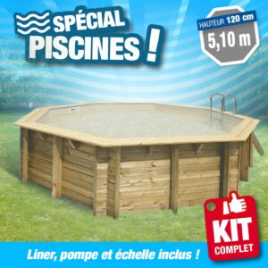 Piscine hors sol Diamètre 5,10 M - Hauteur 1,20 M - Liner gris
