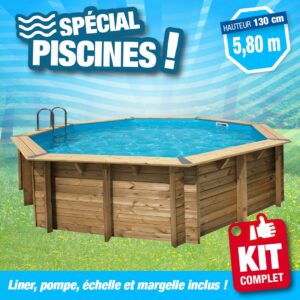 Piscine hors sol  Diamètre 5,80 M - Hauteur 130cm - Liner Bleu