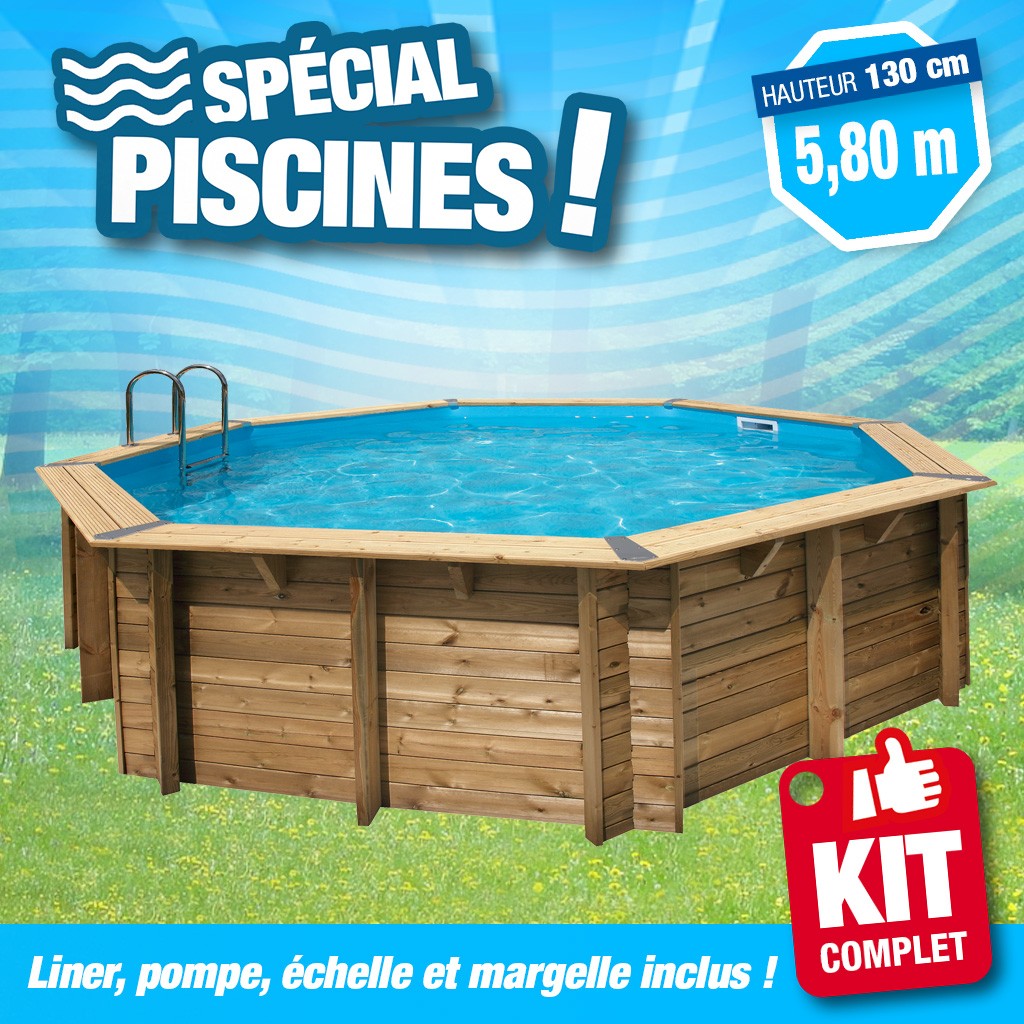 Piscine hors sol Diamètre 5,80 M - Hauteur 130cm - Liner Bleu