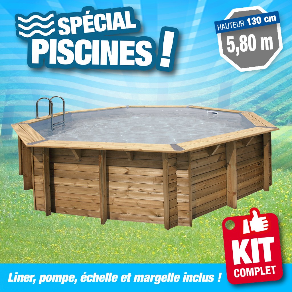 Piscine hors sol Diamètre 5,80 M - Hauteur 1,30 M - Liner Gris