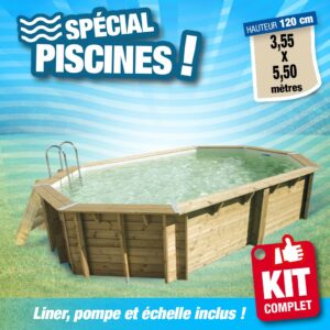 Piscine hors sol   355x550 - H120cm - Liner Beige 75/100ème