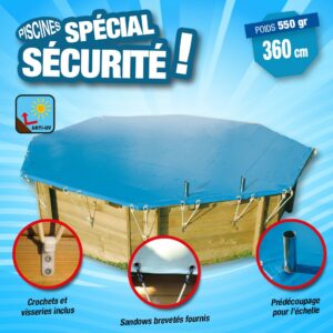 Bâche de protection et sécurité pour piscine 550 - existe en plusieurs tailles