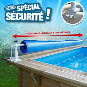 Enrouleur de bâche à bulles pour piscine, modèle XTRA - largeur maxi 5,55 m