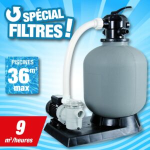 PoolFilter set filtration pour piscine 9-0 m³/h, inférieure 70 m³