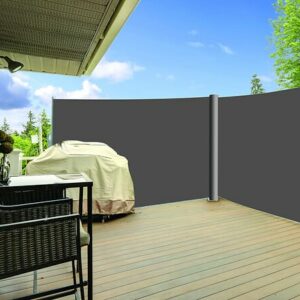 Rideau de terrasse d'angle - Acier - Gris - 2 pièces - 1,6x3m