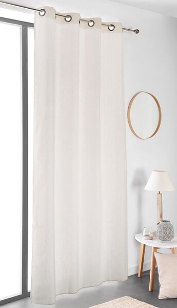 Rideau avec oeillets - Tamisant - Coton/Lin - Ecru - 135x260cm