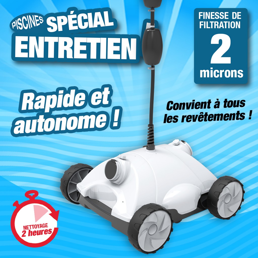 Robot nettoyeur de piscine special fond 10x6m
