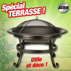 Brasero rond de jardin. Hauteur 59cm x Diamètre 75cm
