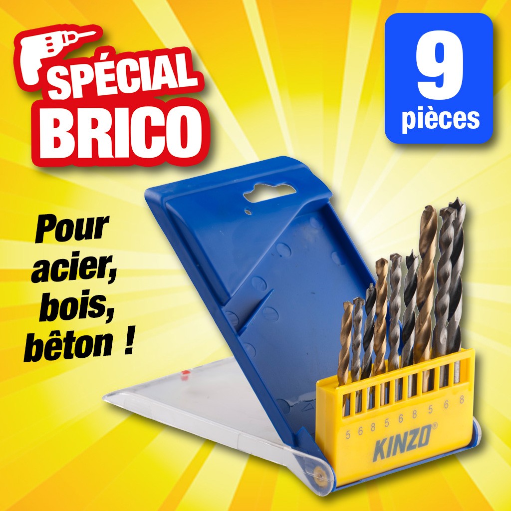 Coffret de 9 forets de 5 à 8mm Kinzo