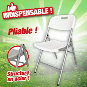 Chaise pliable structure acier, assise en résine