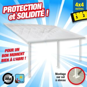 Toit-terrasse alu & polycarbonate 4x4m