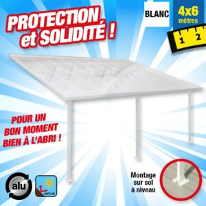 Toit-terrasse alu & polycarbonate 4x6m